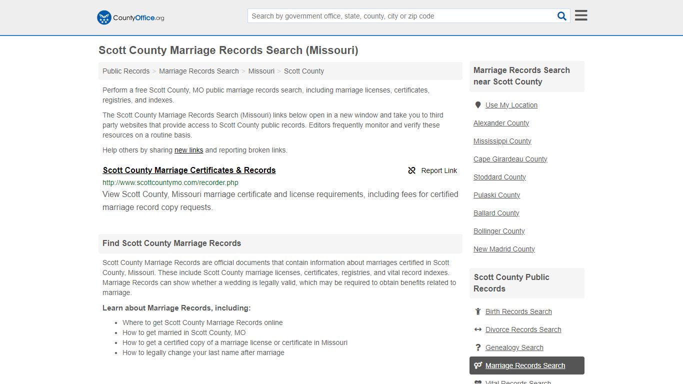 Marriage Records Search - Scott County, MO (Marriage Licenses ...