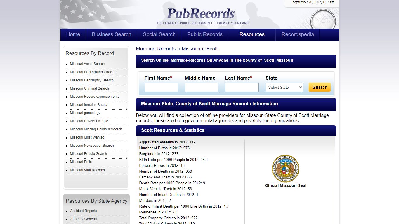 Scott County, Missouri Marriage Records - Pubrecords.com