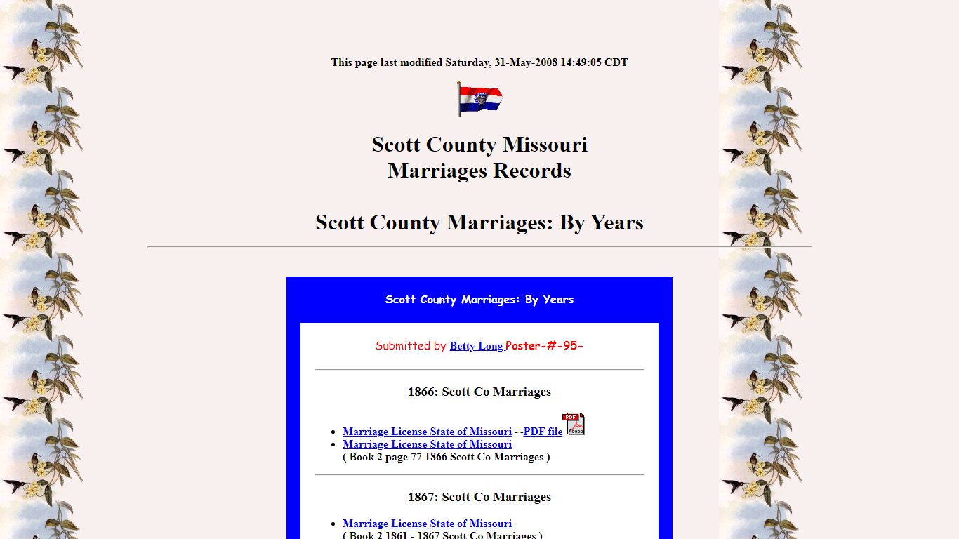 Scott Co Mo Marriages Records By Years - USGenNet